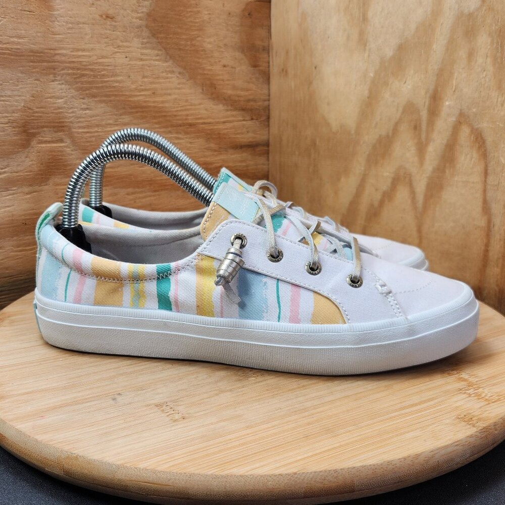 Sperry Pastel Striped Canvas Sneakers - White, Yellow, Pink, Blue, Green